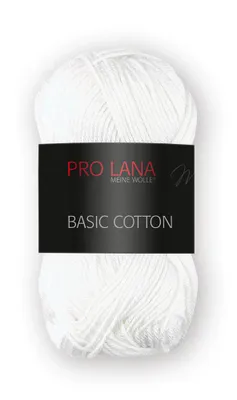 Produktbild von Pro Lana BASIC Baumwolle Baumwollgarn 50 g ideal für Kleidung, Spielzeug, Accessoires 125 m Farbe 001 - weiss