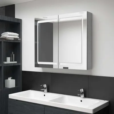 Produktbild von The Living Store LED-Spiegelschrank fürs Bad Betongrau 80x12x68 cm