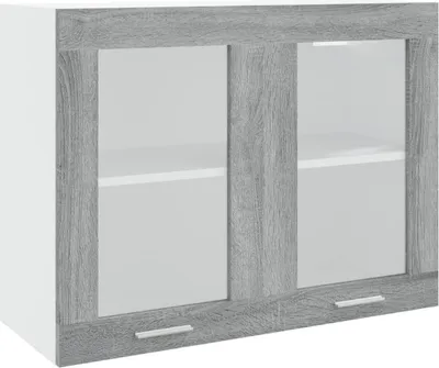 Produktbild von vidaXL Hängeschrank Lyon Glas Grau Sonoma 80x31x60 cm Holzwerkstoff
