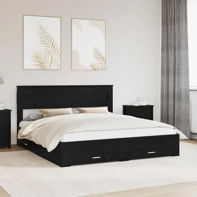Obrázek produktu pro vidaXL Rám postele černý dubový vzhled 180 x 200 cm materiál na bázi dřeva