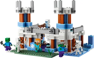 Produktbild von LEGO 21186 Minecraft Der Eispalast Set, Spielzeug-Schloss mit 6 Charakteren, inkl. Königlicher Krieger mit Diamantschwert, Skelett und Zombie-Figuren, Geschenk für Kinder ab 8 Jahren