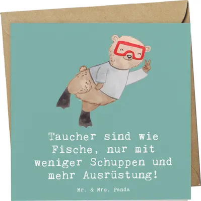 Produktbild von Mr. & Mrs. Panda Klappkarte Tauchen Abenteuer - Meeresbrise - Geschenk, Glückwunschkarte, taucher, faltkarte, doppelkarte, unterwasserwelt, Grußkarte, Sportler Geschenke