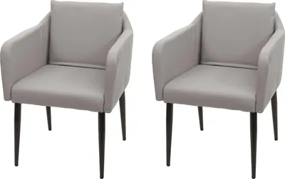 Produktbild von 2er-Set Esszimmerstuhl HWC-H93, Küchenstuhl Lehnstuhl Stuhl Kunstleder taupe-grau