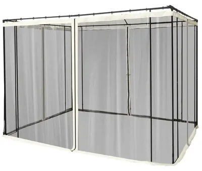 Image de Moustiquaire pour tonnelle - Gazebo 3 x 3 mètres - 4 panneaux latéraux avec fermeture éclair - Filet anti-insectes en nylon - Couleur vert armée