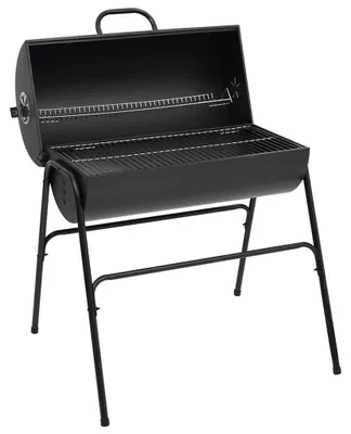 Produktbild von Tonne Holzkohlegrill - BBQ Grilltonne - 2 Grillroste - Stahl - 80x95x90 cm - Armeegrün