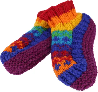 Produktbild von Wollhausschuhe 37/39, Handgestrickte Hippie Hüttenschuhe - Modell 14, Uni - Erwachsene, Mehrfarbig, Wolle, Socken & Beinstulpen