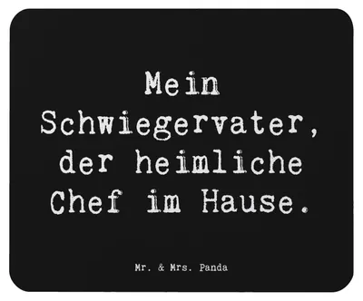 Produktbild von Mr. & Mrs. Panda Mauspad Spruch Schwiegervater Chef - Schwarz - Geschenk, handgemacht, Familienbeziehungen, Handarbeit, mausteppich, Familie, Mouse Pad, Verwandtschaft
