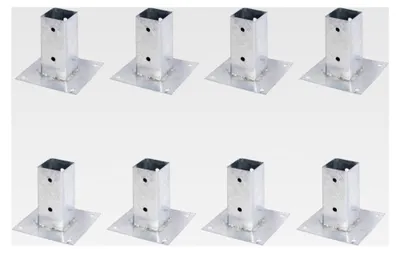 Produktbild von 8er Set Aufschraubhülse | für Rund- oder Vierkantholzpfosten | feuerverzinkt | 61 x 61 mm