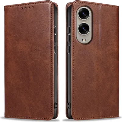 Produktbild von Handyhülle für Samsung Galaxy S25 Edge Kunstleder Flip Cover Hülle Handytasche Case Kartenfach Farbe: Dunkelbraun