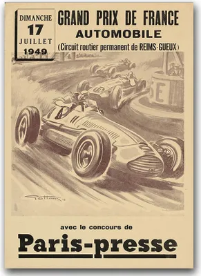 Produktbild von Poster - Canvas - Leinwand - 59,4 cm x 84,1 cm - Fotoposter - Leinwandkunst - Vinage Fahrzeug Grand Prix De France