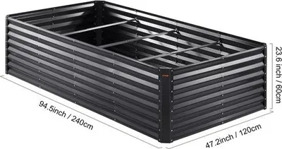 Produktbild von Gartenbeettopf - Vollstartset - 4 Blumenbeete - Schwarz - 240x120x60cm - 19.5kg - Metall