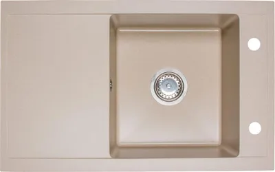Produktbild von Granit Spüle + Siphon Küchenspüle DG019 77x48cm viele Farbvarianten Hellbeige
