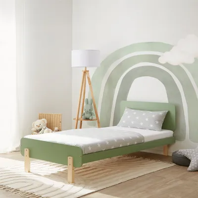 Image de Lit en bois simple Lit enfant 90x200 Lit de jeunesse massif Vert pin Cadre de lit Lit junior Sommier à lattes