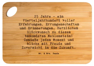 Produktbild von Mr. & Mrs. Panda holzschneidebrett Spruch 25. Geburtstag - Transparent - Geschenk, Holzbrett, Brett, Frühstücksbrett, Happy Birthday, Alter, Erfahrungen, Jubiläum, Party