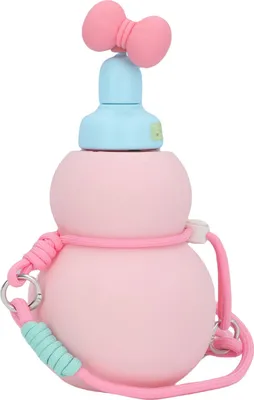 Obrázok produktu pre Detská fľaša na vodu so slamkou, v tvare tekvice, roztomilý popruh na nosenie do školy, chráni pred popálením, ružová, 720 ml