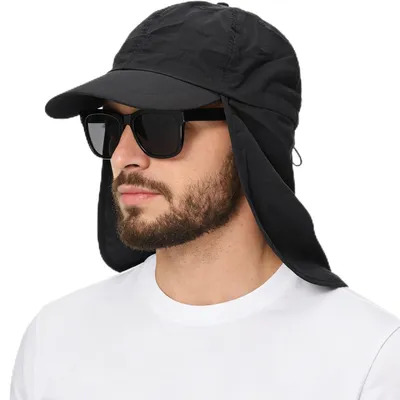 Immagine prodotto di Cappello da baseball unisex, protezione solare UPF 50+, impermeabile, pieghevole e con protezione per il collo, colore nero