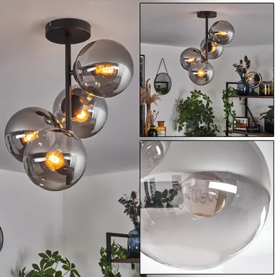 Produktbild von Fossobiubo Deckenlampe aus Metall/Glas in Schwarz/Rauchfarben