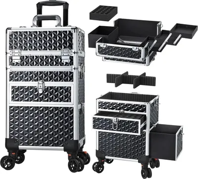 Immagine prodotto di Borsa per il trucco, Trolley, Ampio spazio di archiviazione, Nero classico