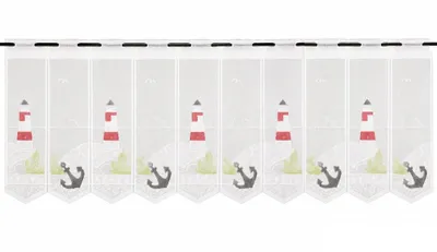Produktbild von Scheibengardine Leuchtturm | HxB 45x135cm | Anker Meer | rot | maritim | Bistrogardine |