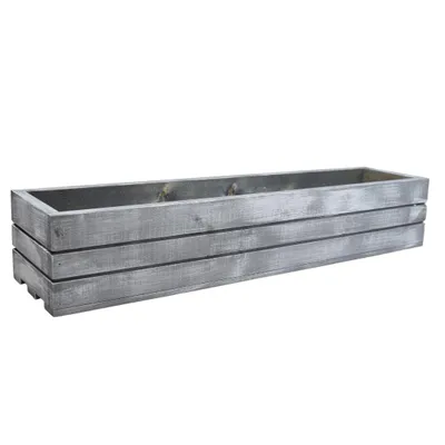 Zdjęcie produktu dla Drewniana skrzynka z litego drewna – szara z białą patyną, 80 cm