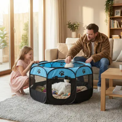 Zdjęcie produktu dla Składana buda dla psów i kotów, wymiary: 74 x 74 x 43 cm, do użytku wewnątrz pomieszczeń