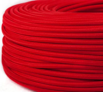 Produktbild von Stoffkabel Kupfer Textilkabel Lampenkabel Stromkabel H03VV-F 3x0,75 3-adrig - Farbe: Rot