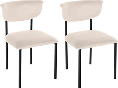 Produktbild von CLP 2er Set Esszimmerstuhl Gambell Samt, Küchenstuhl bis 130 kg belastbar, creme