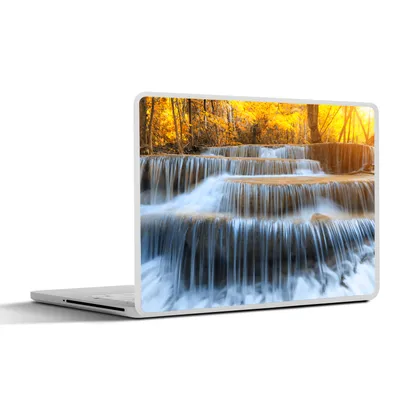 Produktbild von MuchoWow® Laptop Aufkleber Sticker Cover Wasserfall - Natur - Bäume - Herbst - Landschaft 32.5x23.5 cm - Sticker für Laptop - Selbstklebend