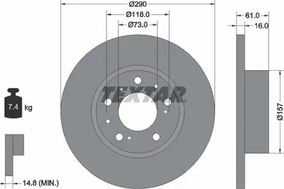 Produktbild von 2x TEXTAR Bremsscheibe 92042900 für FIAT DUCATO Kasten (290) DUCATO Kasten (280)