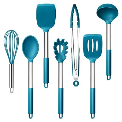 Produktbild von Küchenhelfer Set, 7-teiliges Kochbesteck Set, Blau, Antihaft, Hitzebeständig