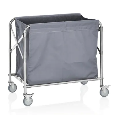 Produktbild von Wäschewagen/Wäschesammelwagen, rechteckig, Edelstahl, 82x52x86 cm