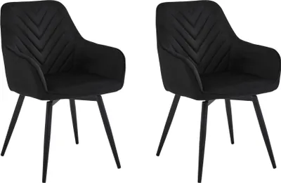 Produktbild von Esszimmerstuhl drehbar Stuhl Drehstuhl Esszimmer Schminktisch Stuhl Samt Polsterstuhl 2er Set belastbar bis 110 kg, 360° drehbar, Schwarz