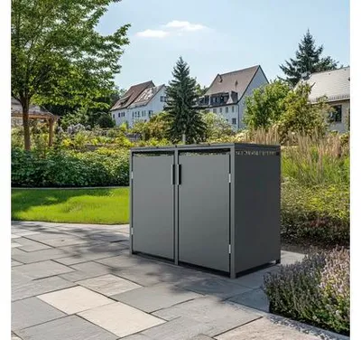 Obrázek produktu pro Kovový box na popelnice Konsta 2x240l 132x80x116cm antracit