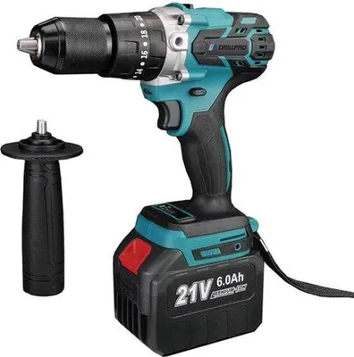 Obrázek produktu pro Akumulátorová vrtačka s napětím 21 V, průměrem vrtání 13 mm, se dvěma bateriemi a více než 20 stupni kroutícího momentu pro šroubování