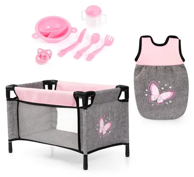Produktbild von Bayer Design 61733AE Puppenbett Set mit Schlafsack, Puppenzubehör - für Mädchen und Jungen - ab 3 Jahren