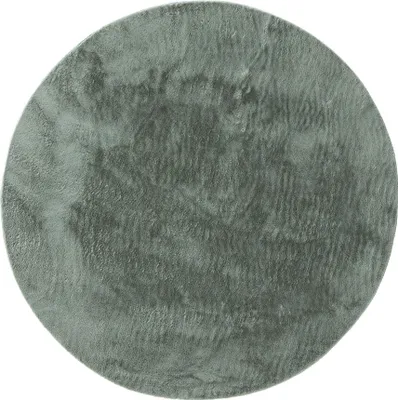 Produktbild von benuta Teppich Wohnzimmer Furry Grün ø 160 cm rund Fellteppich Wohnzimmerteppich Rutschfest Waschbar Hochflor Flauschig Plüsch Shaggy Weich
