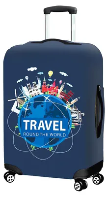 Image de Housse de protection pour valises de voyage, extensible, de 46 à 81 cm, de couleur bleue, pour valises à roulettes