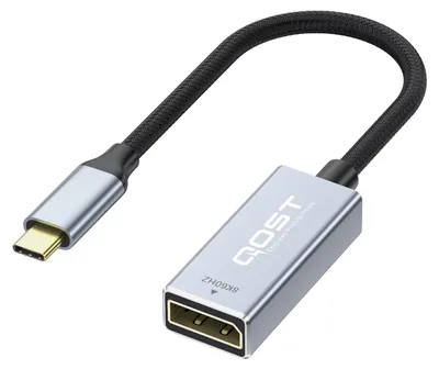Productafbeelding van Qost - USB C Naar Displayport Adapter - 8K 120Hz - Type C 3.1 Naar Displayport - Thunderbolt 3