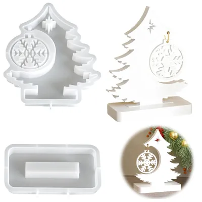 Produktbild von Silikonform Gießform Weihnachten Tannenbaum Schneeflocke für DIY Deko Kerzen Seife
