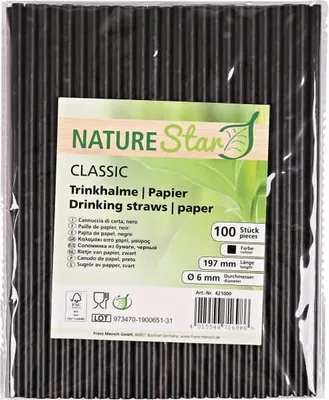 Produktbild von Papiertrinkhalme  Classic 6x197mm schwarz VE=100 Stück
