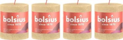 Produktbild von 4er-Set Stumpenkerze - Höhe 8 cm - Durchmesser 6,8 cm - Rustik - Haferbeige