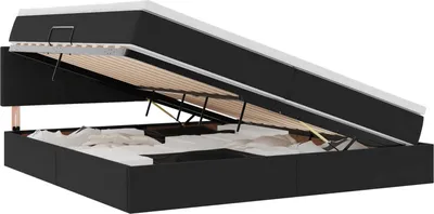 Image de Lit coffre à LED vidaXL avec matelas, noir, 200 x 200 cm, velours