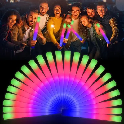 Productafbeelding van LED-lichtstaven - Set van 20 - LED-schuimrubberen lichtstaven - Meerkleurige LED-lichtstaven - Bruiloft - Concert