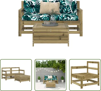 Produktbild von The Living Store 3-tlg. Garten-Sofagarnitur Kiefernholz Imprägniert