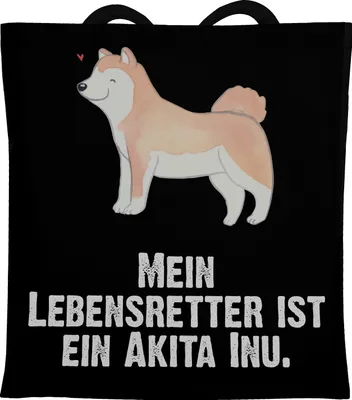 Produktbild von Mr. & Mrs. Panda Schultasche Akita Inu Lebensretter - Schwarz - Geschenk, Uni Tasche, Laptoptasche, Shopping, Tote Bag