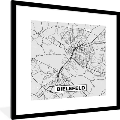 Produktbild von MuchoWow® Gerahmtes Poster Deutschland - Karte - Stadtplan - Bielefeld 40x40 cm - Poster mit Schwarzem Bilderrahmen Wandposter Rahmen Foto Bilder - Poster - Plakat im Rahmen