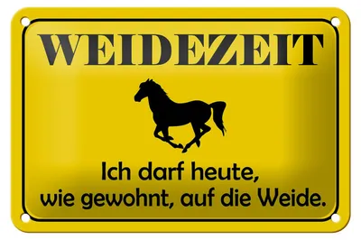 Produktbild von Blechschild Hinweis 18x12cm Weidezeit Pferd