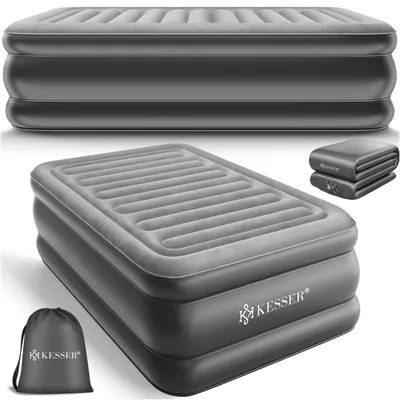 Image de Matelas gonflable simple KESSER® avec pompe électrique intégrée ; matelas gonflable surélevé intégré pour les invités, avec sac de rangement