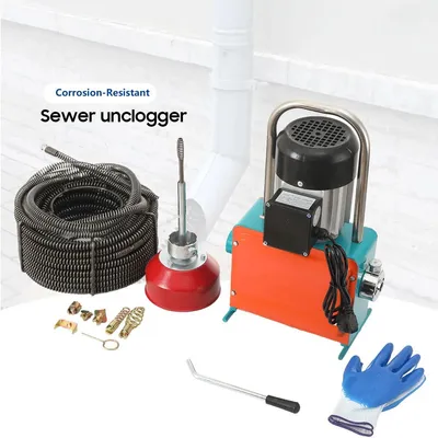 Produktbild von Rohrreinigungsmaschine - Elektrischer Abflussreiniger 1000 W - Rohrreinigungsspirale mit manuellem Vorschub - Für 20–150 mm Rohre