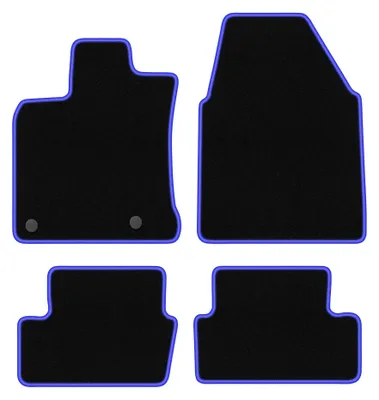 Produktbild von Velours-Fußmatten für Nissan Qashqai J10 I 2006-2013 (Crossover) – 4-tlg, Schwarz/Blau, passgenau – Wielganizator CARLUX